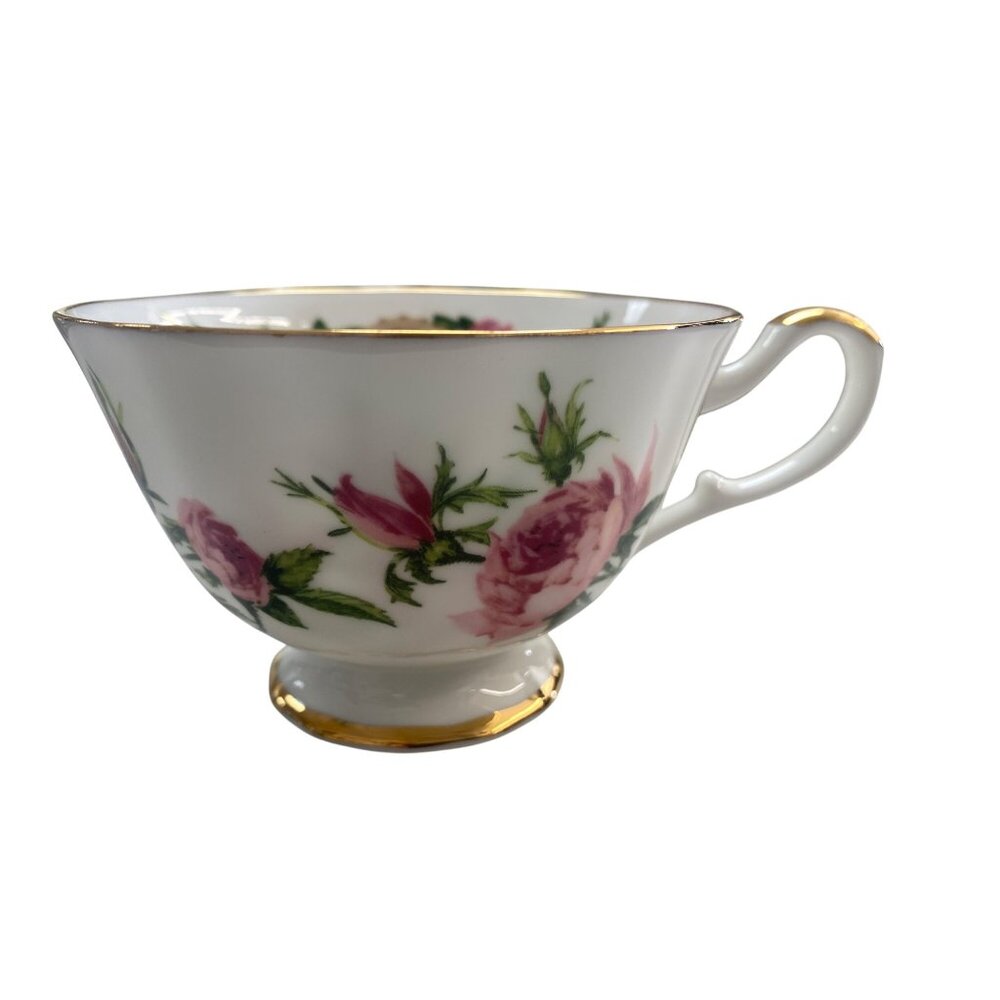 Vintage Avon Floral Bone China Tea Cup & Saucer Set Gold Trim 1991 Honor Society - Picture 4 of 11
